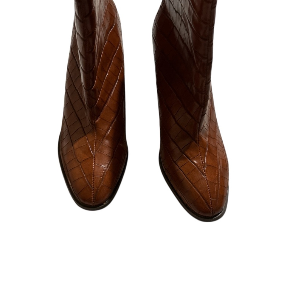 Chic‎ Brown Croc-Embossed Ankle Boots - Picture 5 of 5
